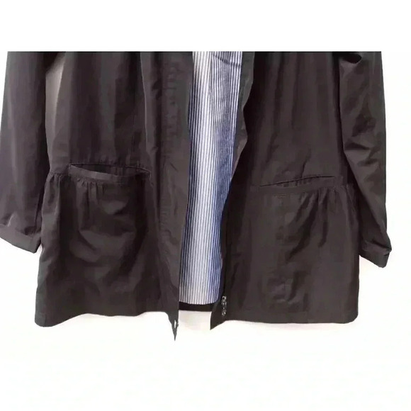 J. Jill Womens Jacket Coat Black Windbreaker Full Zip Pockets Hooded Petites XS - Picture 4 of 10